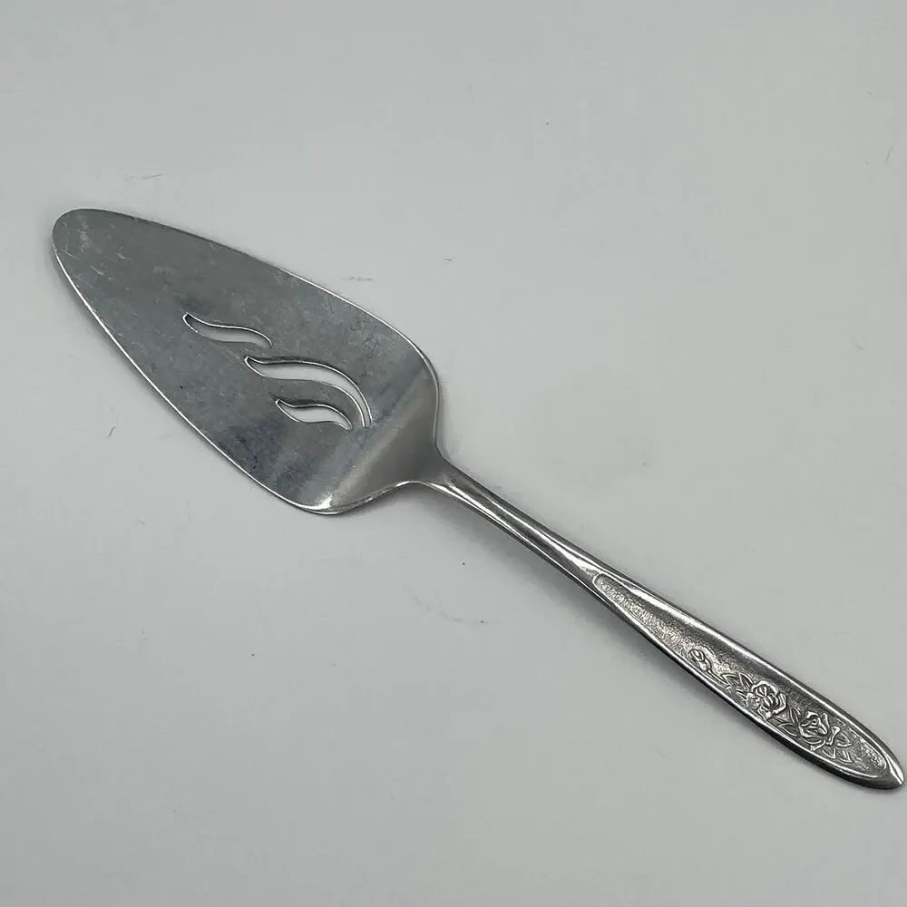 Vintage Ekco Eterna Stainless Steel Pierced Cake Pie Server Country Garden
